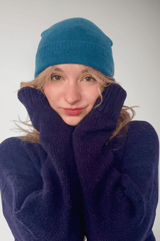 Cashmere Beanie - Teal Hats CHRISTINE ALCALAY