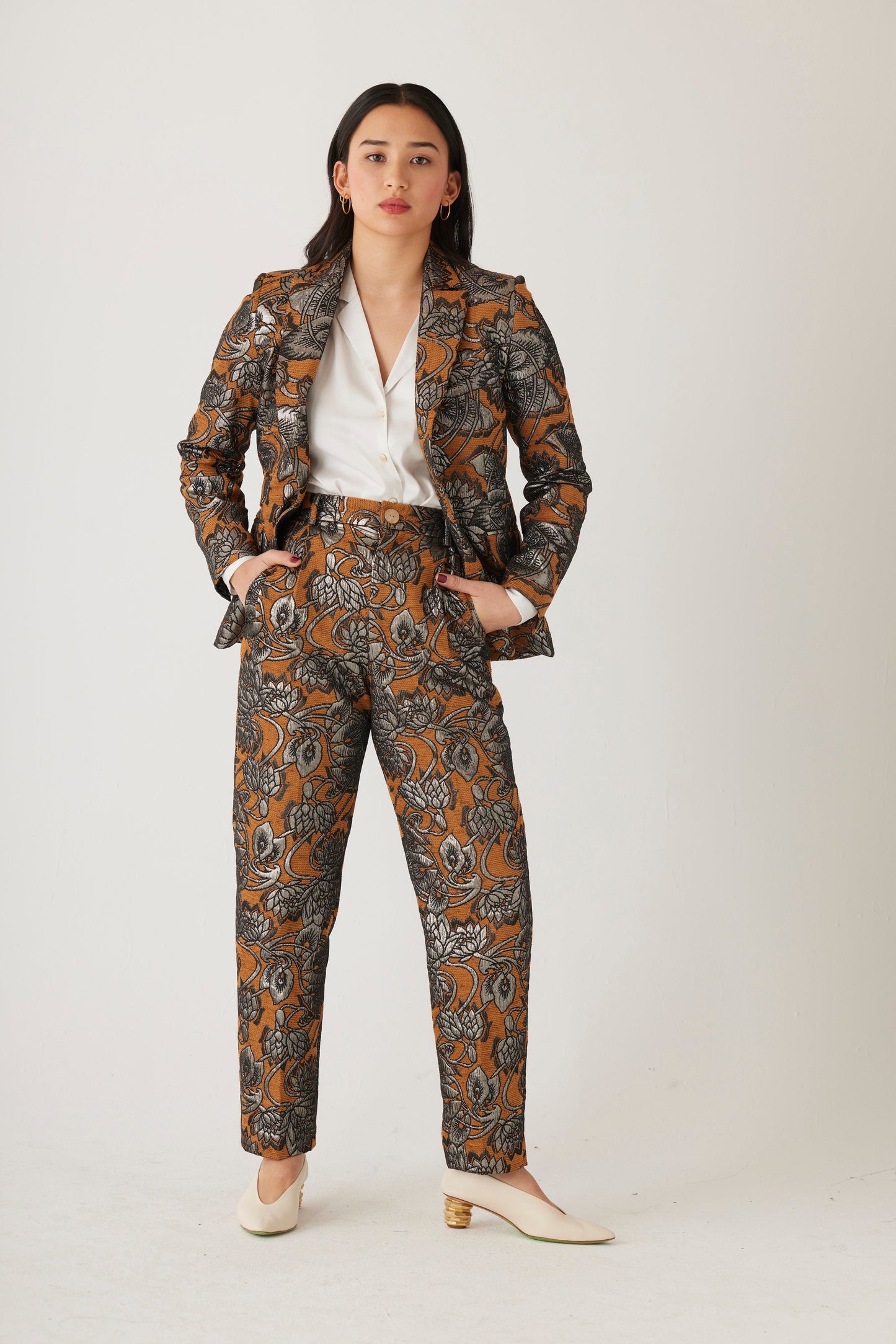 Tilda Brocade Jacket in Bronze Jackets CHRISTINE ALCALAY Bronze Brocade 0