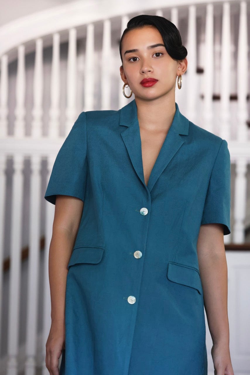 Hardy Dracket in Linen Blend Jackets CHRISTINE ALCALAY Adriatic Extra Small