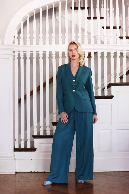 Tilda Jacket in Linen Blend Jackets CHRISTINE ALCALAY Adriatic 0