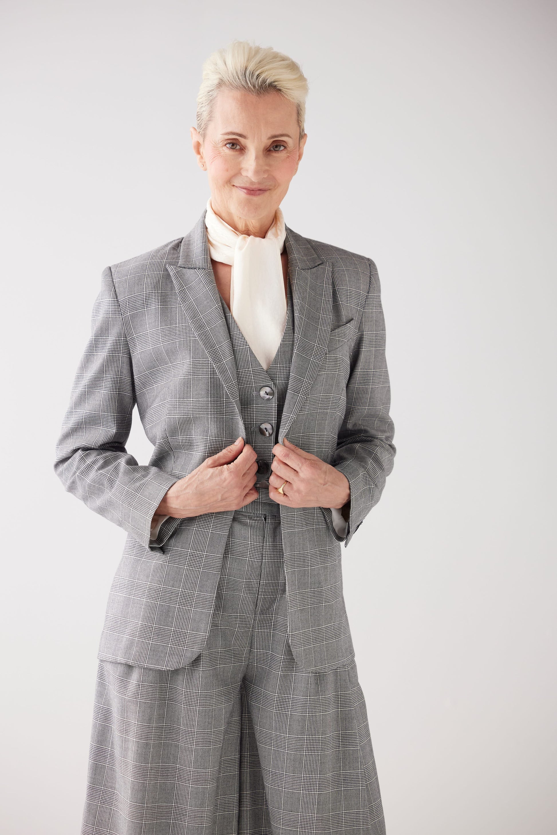 Bianca Blazer in Black Plaid Tropical Wool Jackets CHRISTINE ALCALAY