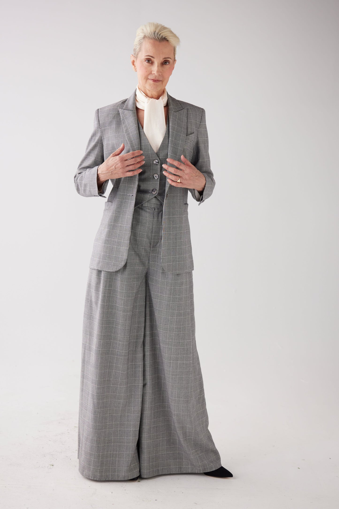 Bianca Blazer in Black Plaid Tropical Wool Jackets CHRISTINE ALCALAY