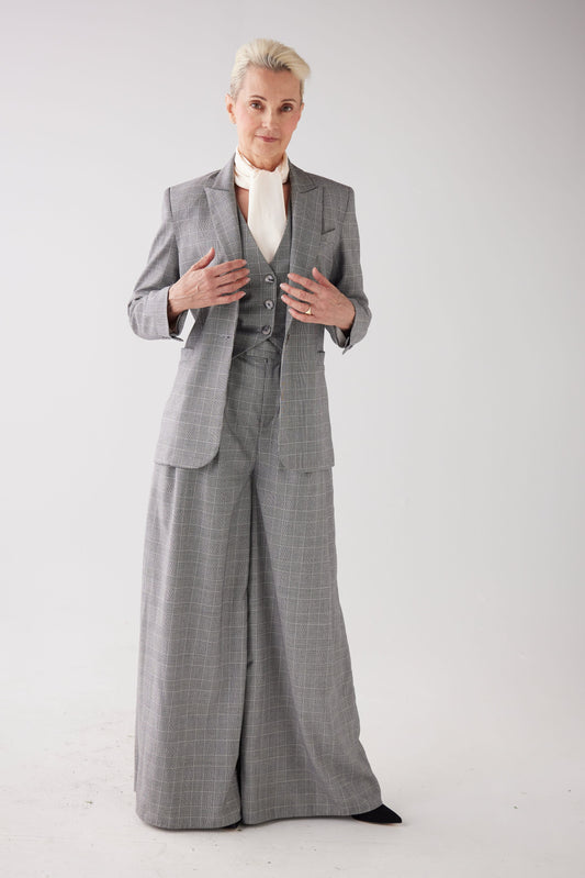 Bianca Blazer in Black Plaid Tropical Wool Jackets CHRISTINE ALCALAY