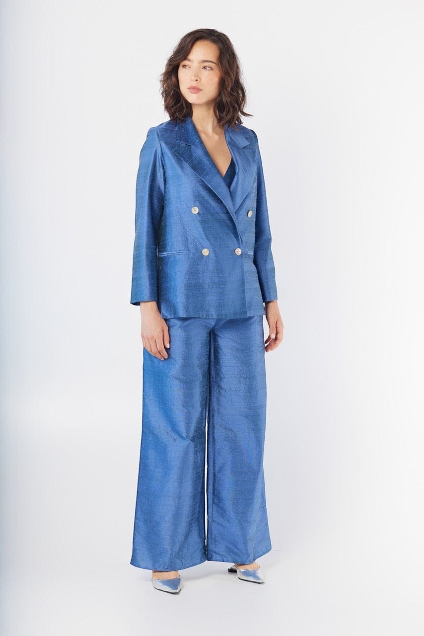 Charlie Blazer in Bleuet Silk Dupioni Jackets CHRISTINE ALCALAY