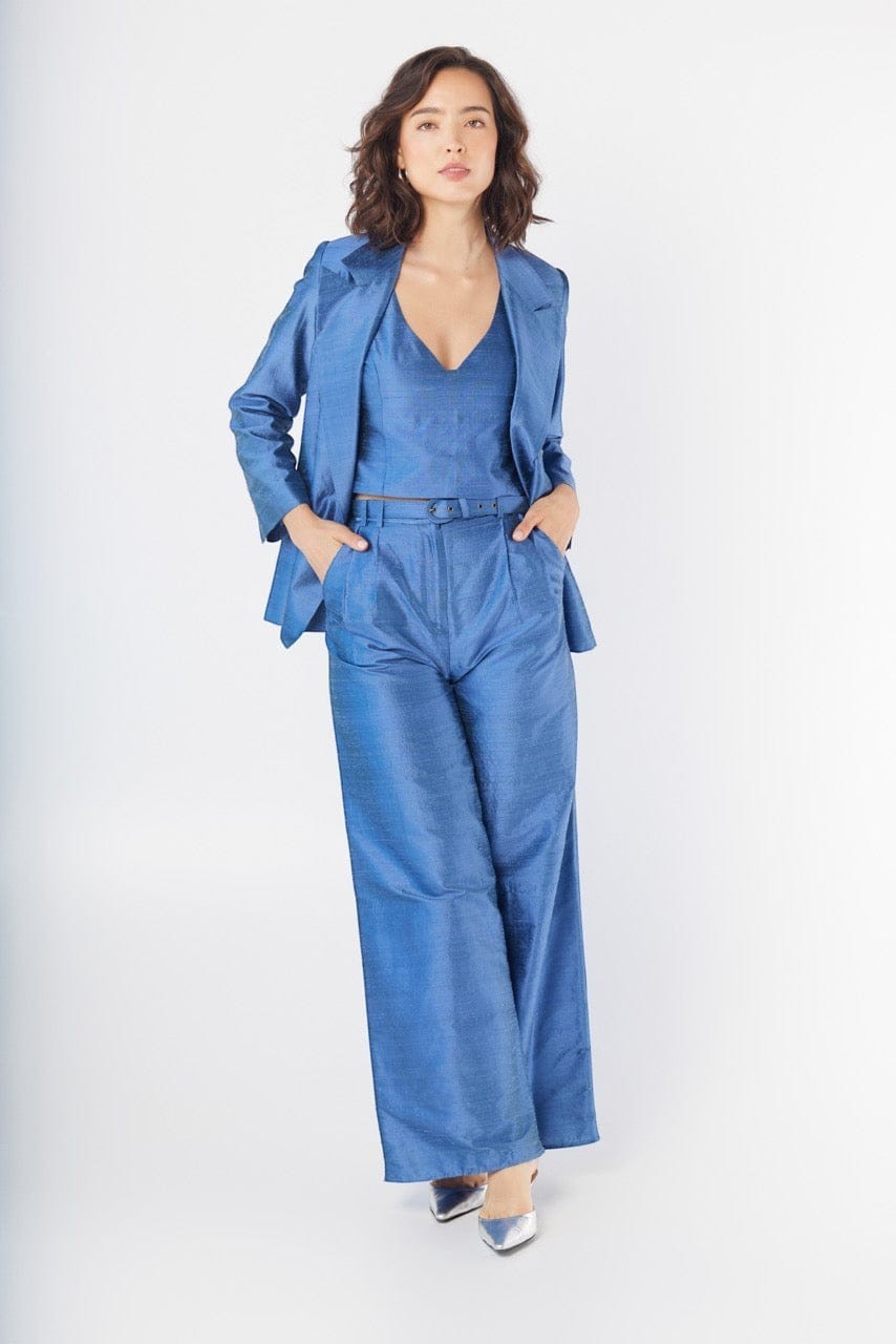 Charlie Blazer in Bleuet Silk Dupioni Jackets CHRISTINE ALCALAY