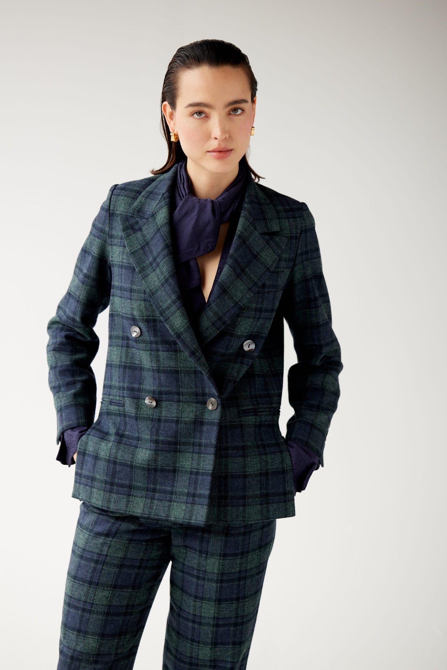 SAMPLE FW25 - Charlie Jacket in Cotton Plaid Suiting Samples CHRISTINE ALCALAY