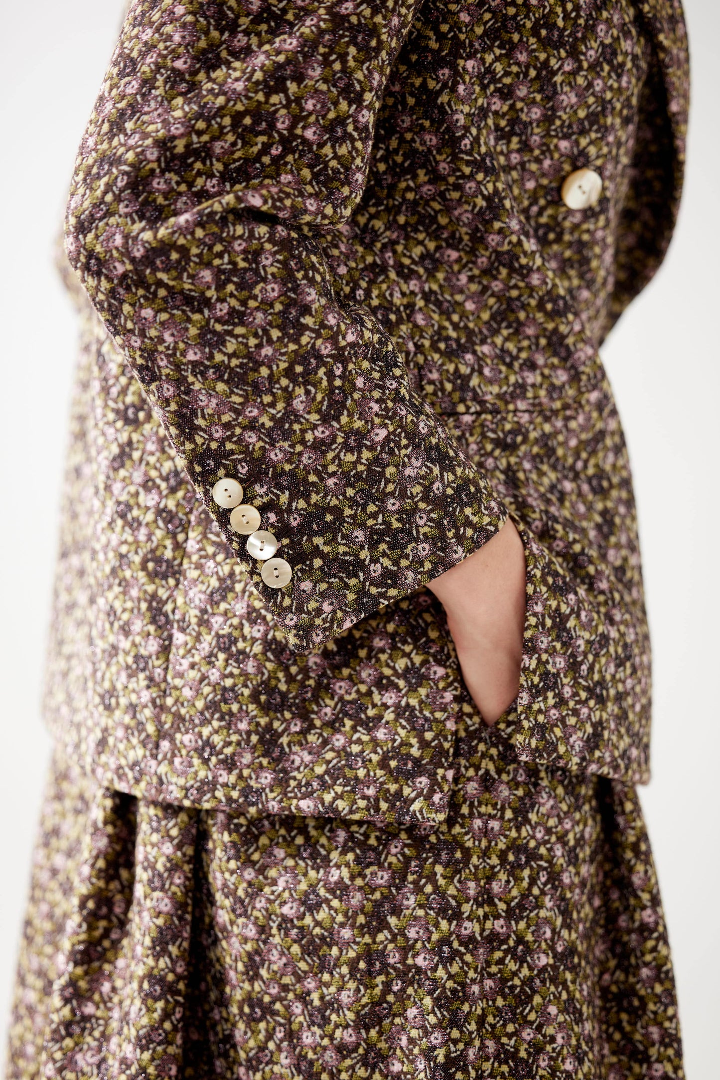 SAMPLE FW25 - Charlie Jacket in Ditzy Floral Brocade Samples CHRISTINE ALCALAY Floral Brocade 0