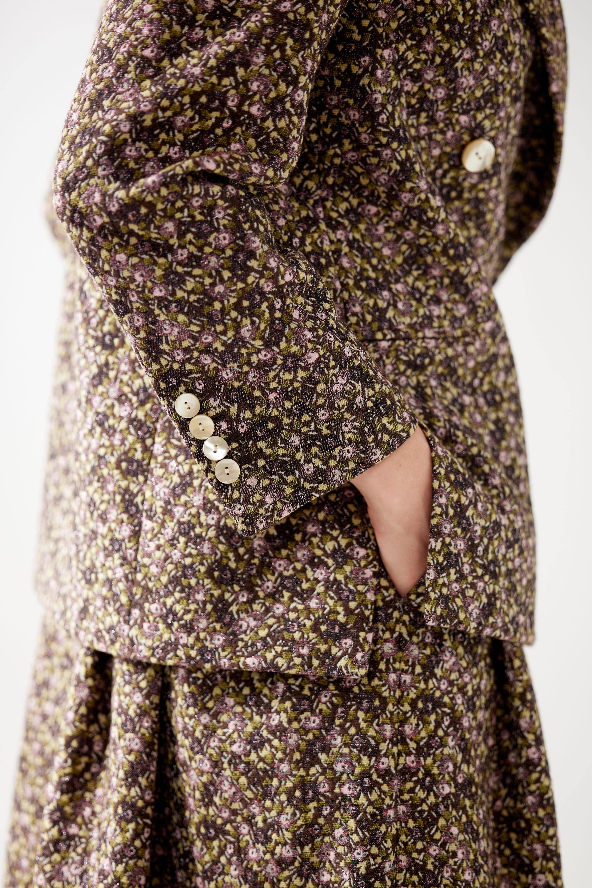 SAMPLE FW25 - Charlie Jacket in Ditzy Floral Brocade Samples CHRISTINE ALCALAY Floral Brocade 0