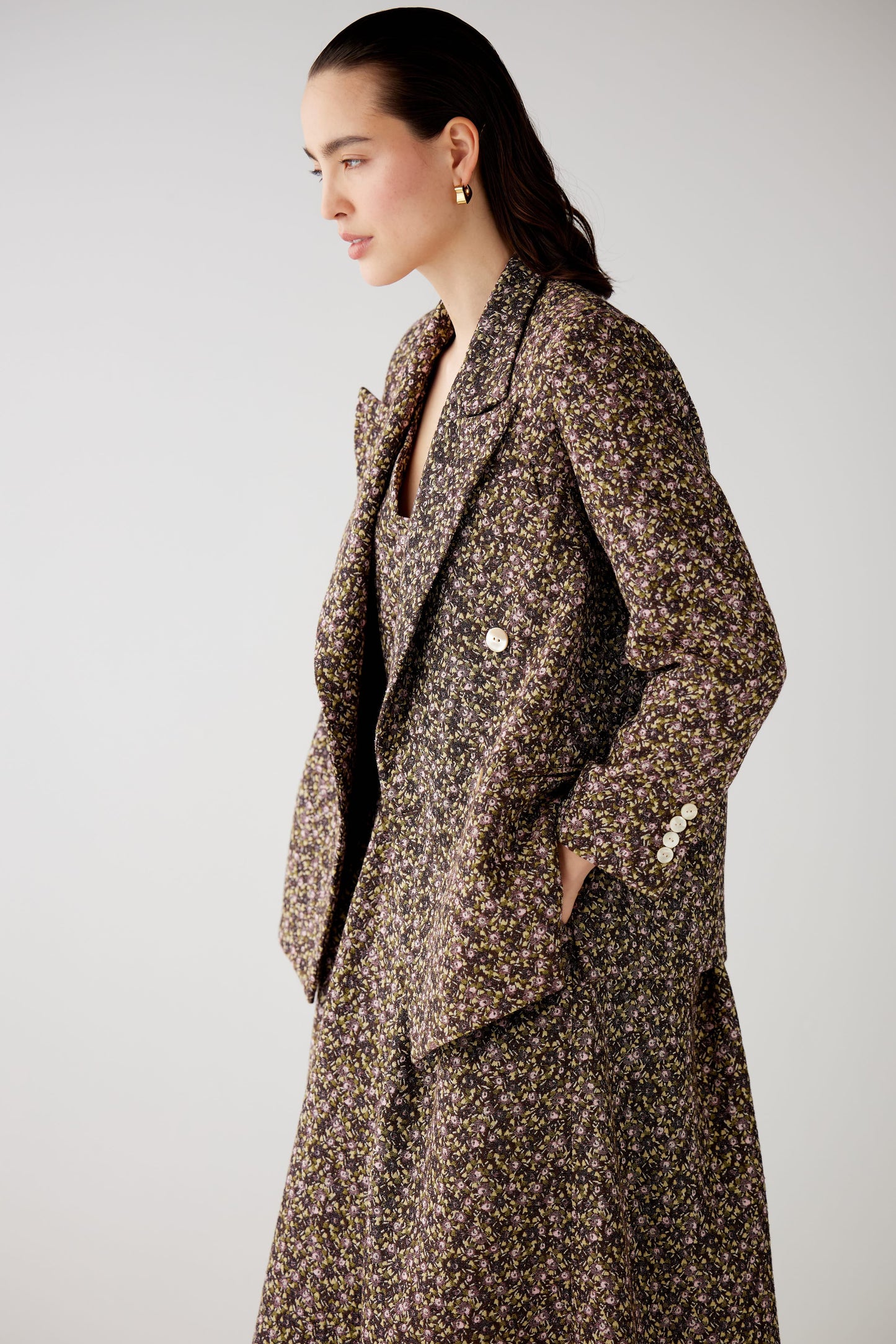 SAMPLE FW25 - Charlie Jacket in Ditzy Floral Brocade Samples CHRISTINE ALCALAY