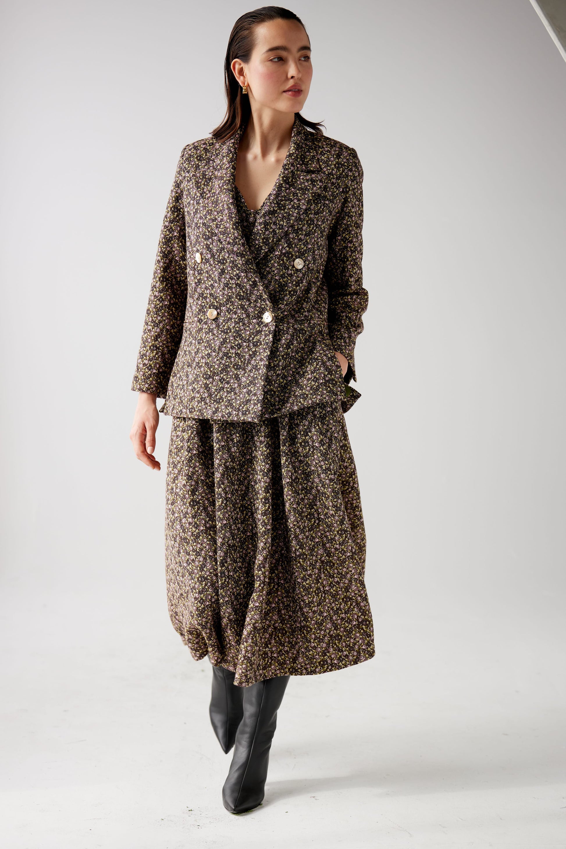 SAMPLE FW25 - Charlie Jacket in Ditzy Floral Brocade Samples CHRISTINE ALCALAY