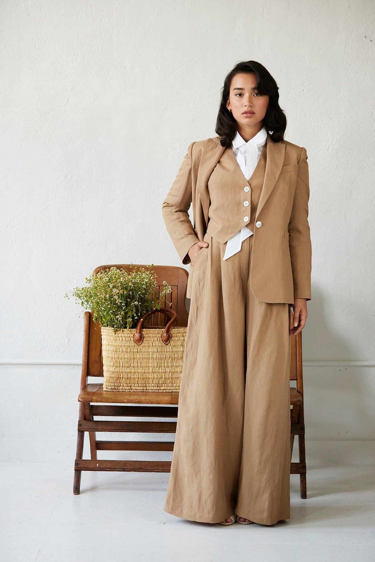 Bianca Jacket in Linen Blend Jackets CHRISTINE ALCALAY Porcini 0 