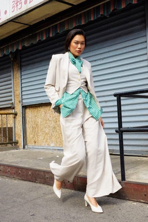 Katherine Wide Leg Pant in Linen Pants CHRISTINE ALCALAY Oyster 00