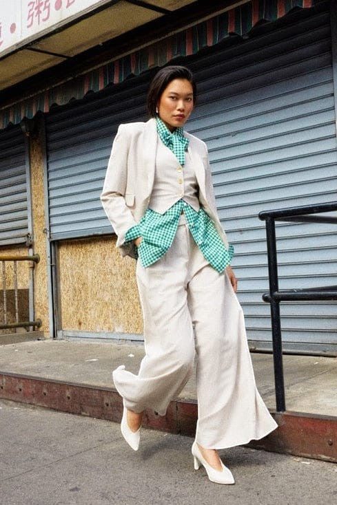 Katherine Wide Leg Pant in Linen Pants CHRISTINE ALCALAY Oyster 0