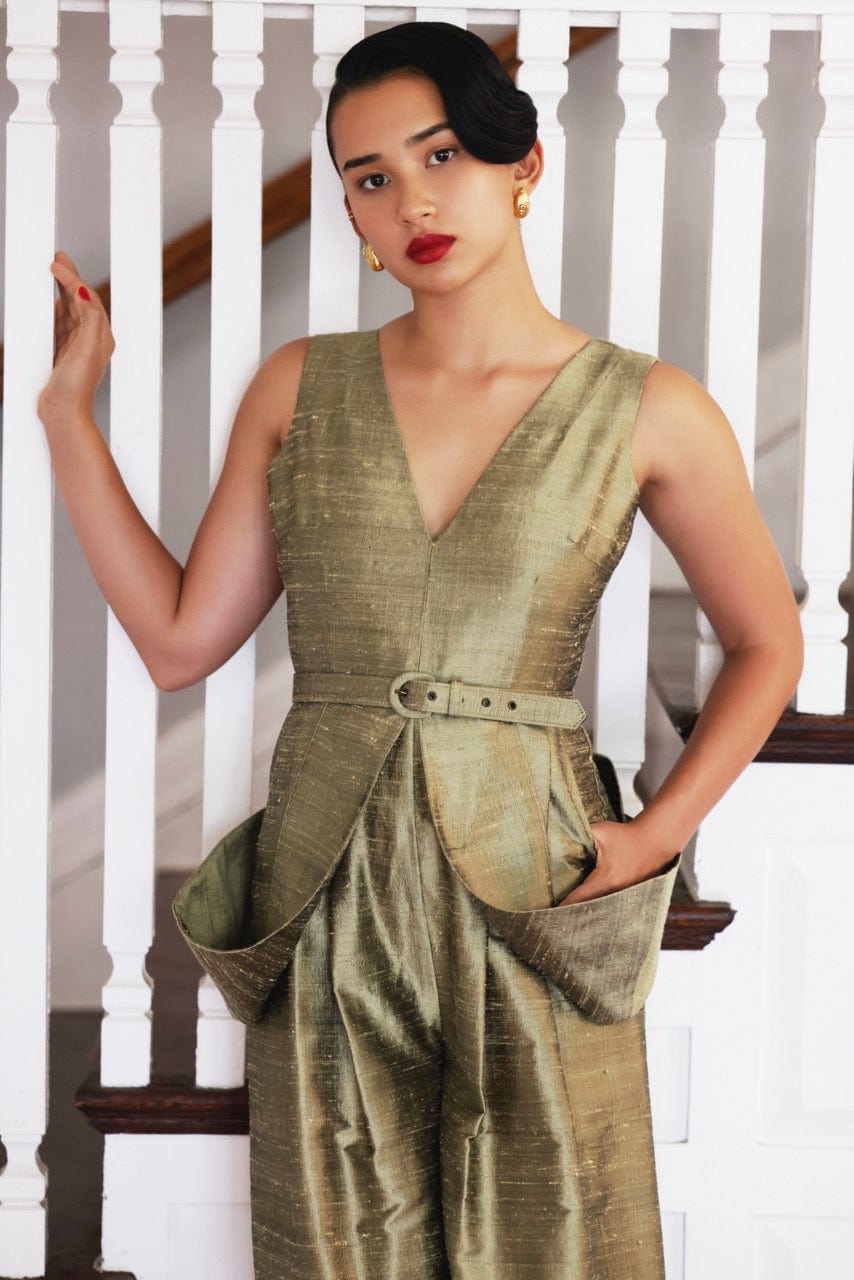 Reva Jumpsuit in Silk Dupioni Jumpsuits CHRISTINE ALCALAY
