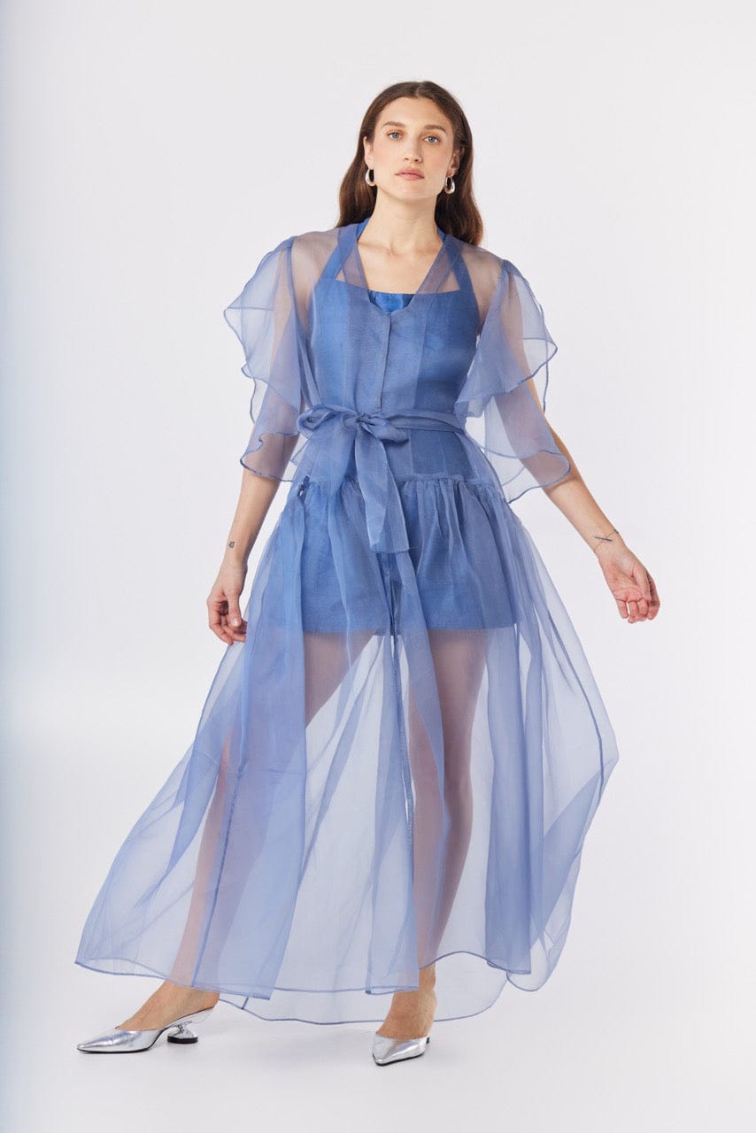 Camelia Jumpsuit in Bleuet Silk Dupioni Jumpsuits CHRISTINE ALCALAY