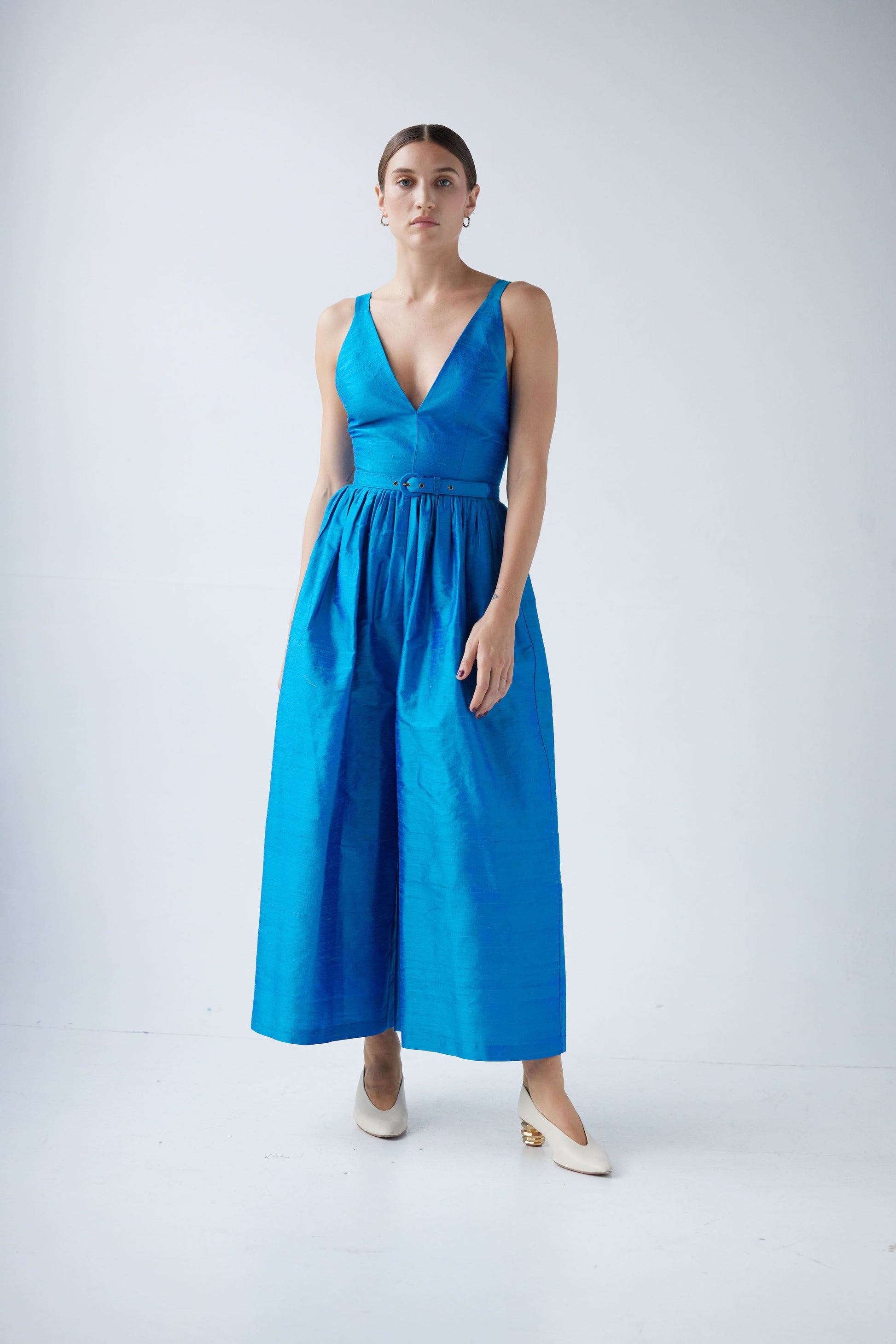 Quynh Jumpsuit in Silk Dupioni Jumpsuits CHRISTINE ALCALAY Caspian Dupioni 0 