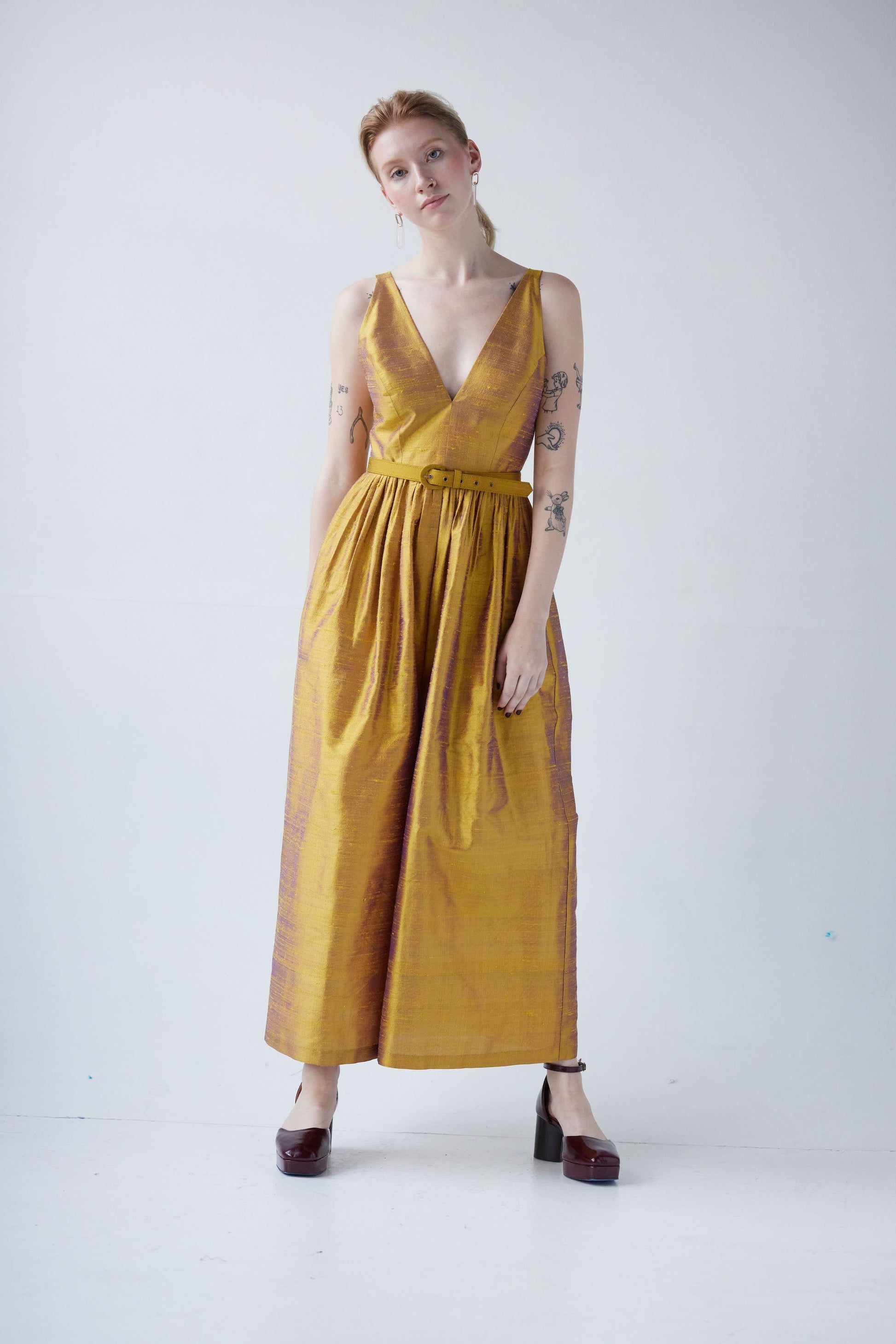 Quynh Jumpsuit in Silk Dupioni Jumpsuits CHRISTINE ALCALAY Citrine Dupioni 0 