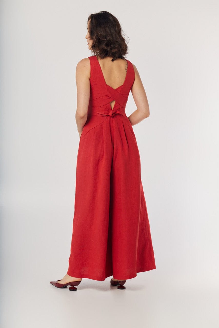 Kyoko Jumpsuit in Cayenne Linen Blend Jumpsuits CHRISTINE ALCALAY
