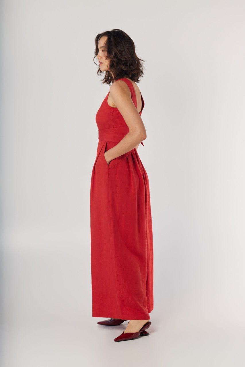 Kyoko Jumpsuit in Cayenne Linen Blend Jumpsuits CHRISTINE ALCALAY