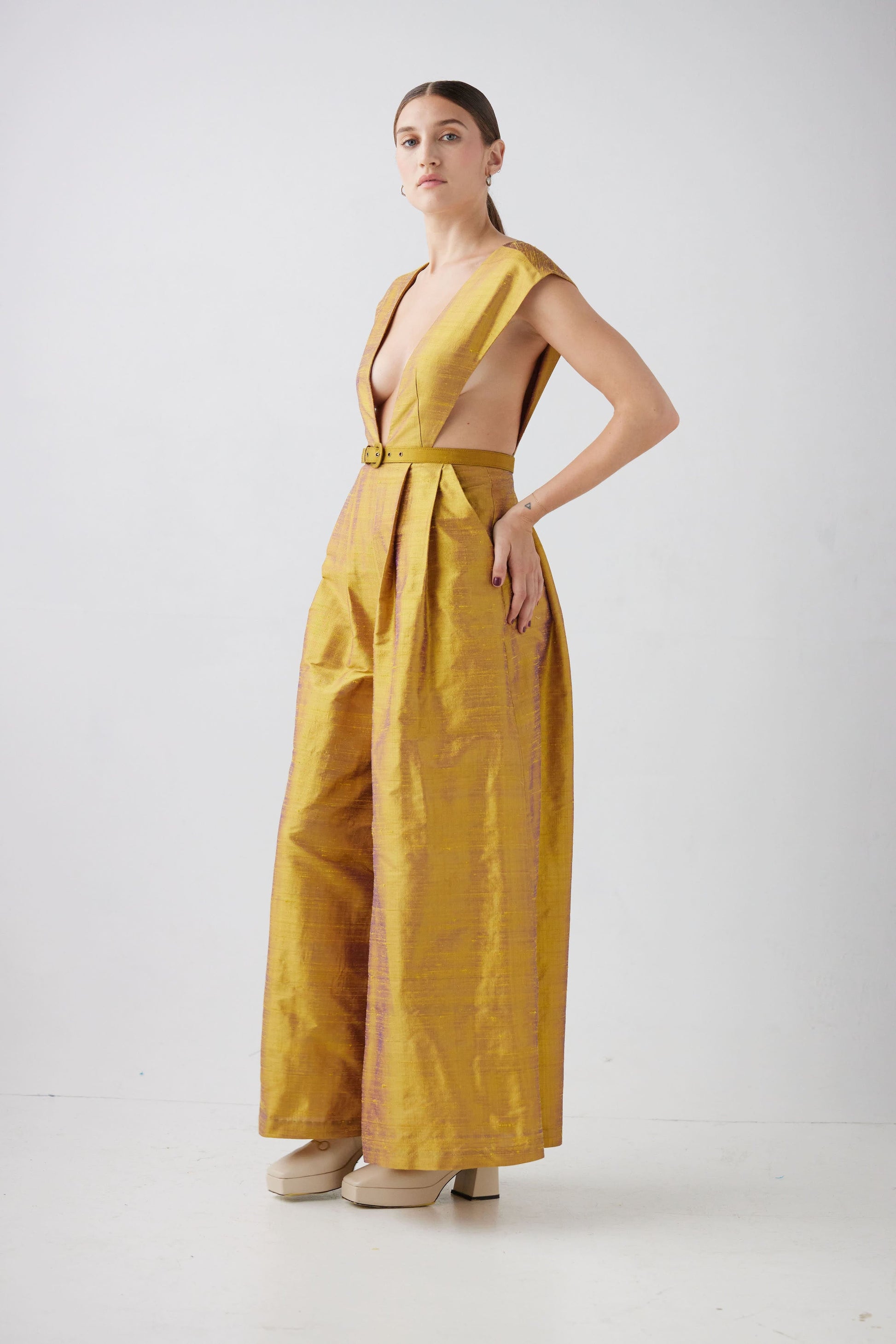 Reva Jumpsuit in Silk Dupioni Jumpsuits CHRISTINE ALCALAY   