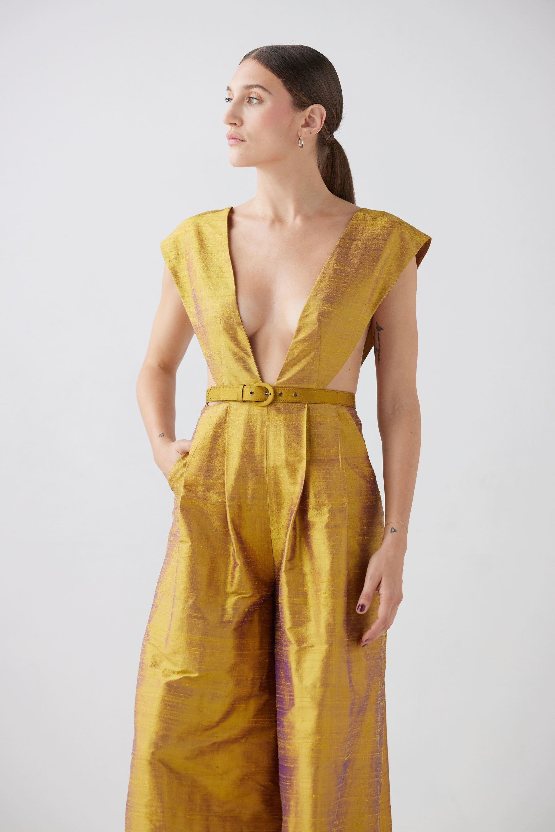 Reva Jumpsuit in Silk Dupioni Jumpsuits CHRISTINE ALCALAY   