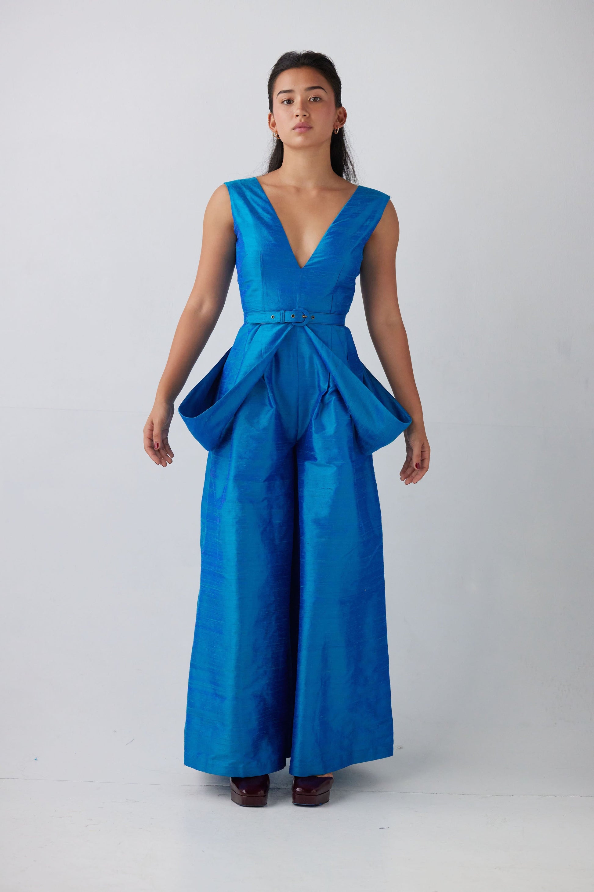 Reva Jumpsuit in Silk Dupioni Jumpsuits CHRISTINE ALCALAY Caspian 00