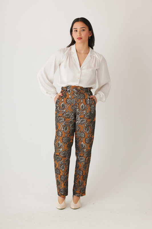 Sophia Pant in Brocade Pants CHRISTINE ALCALAY Bronze Brocade 0