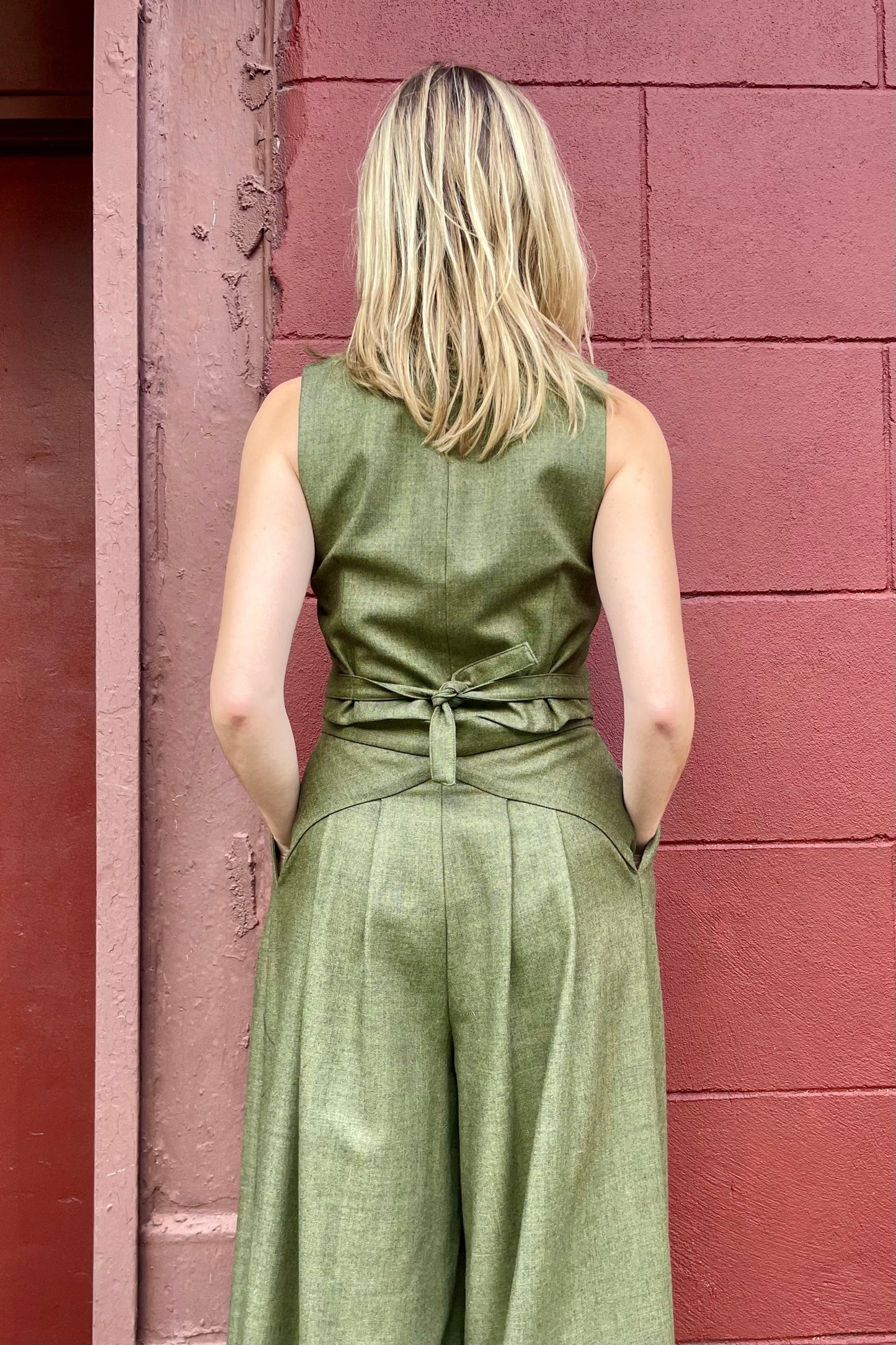 Katherine Pant in Olive Wool Pants CHRISTINE ALCALAY