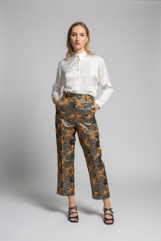 Piper Pant in Bronze Brocade Pants CHRISTINE ALCALAY