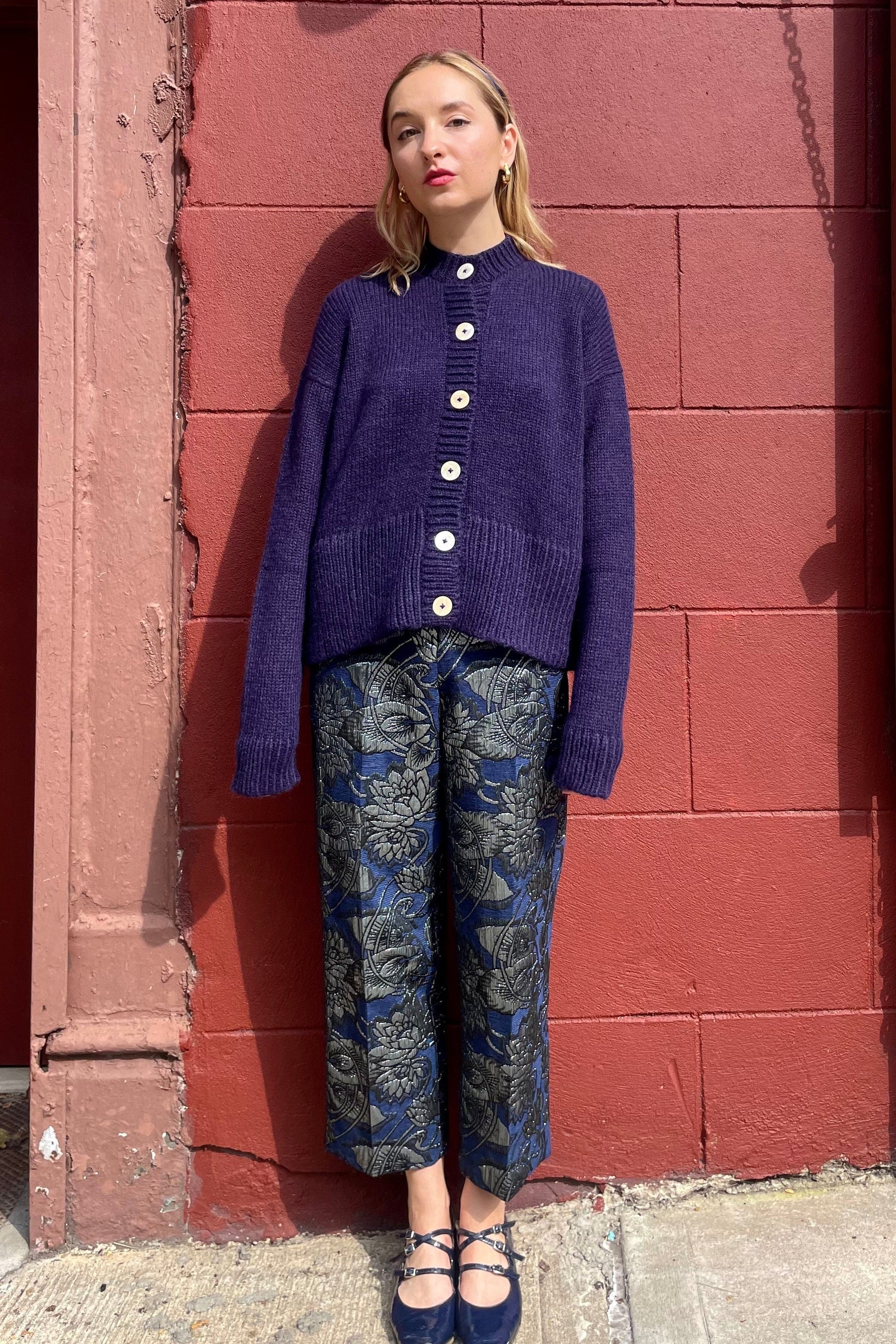 Piper Pant in Brocade Pants CHRISTINE ALCALAY sapphire 0