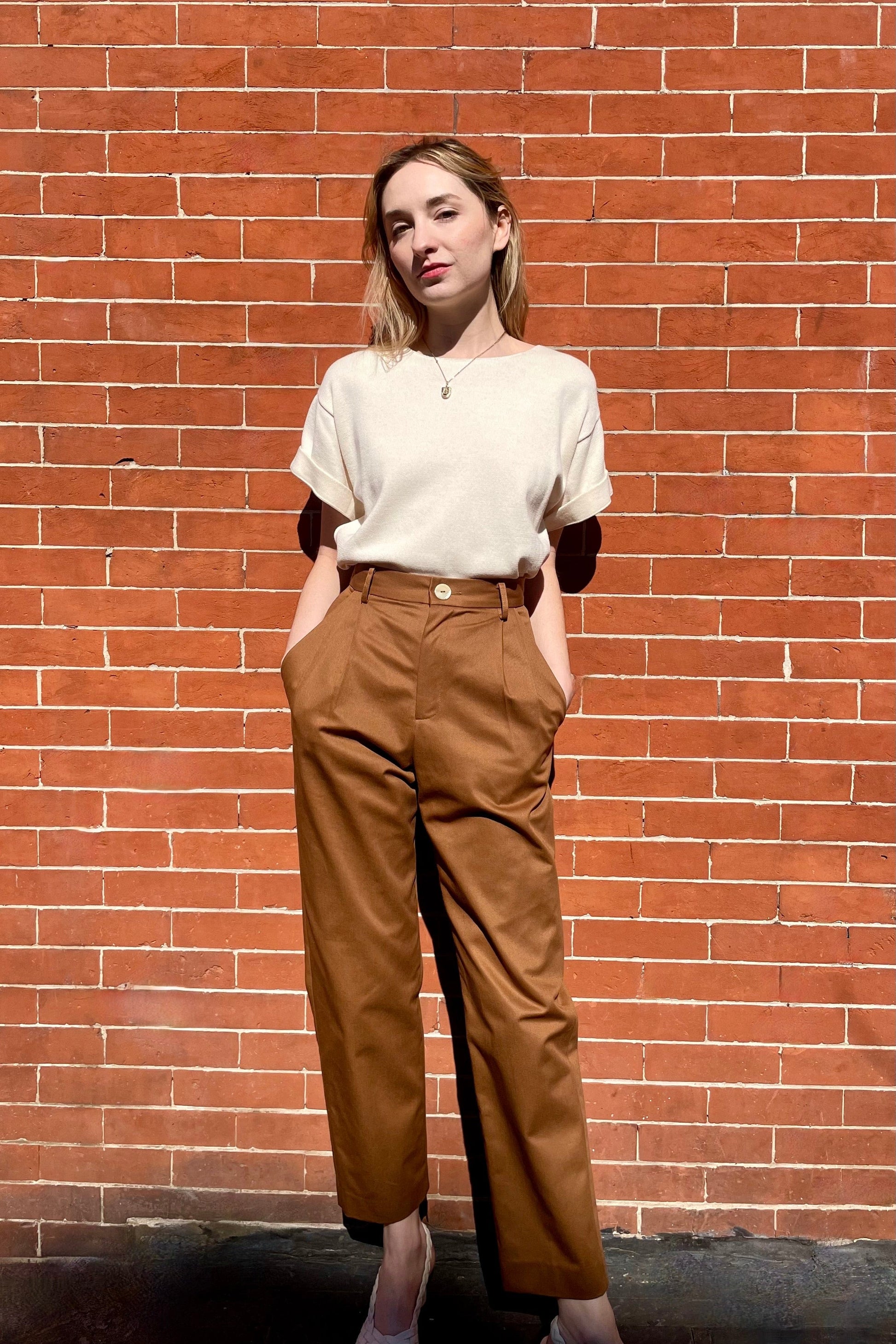 Sophia Pant in Cotton Twill Pants CHRISTINE ALCALAY Cigar 0