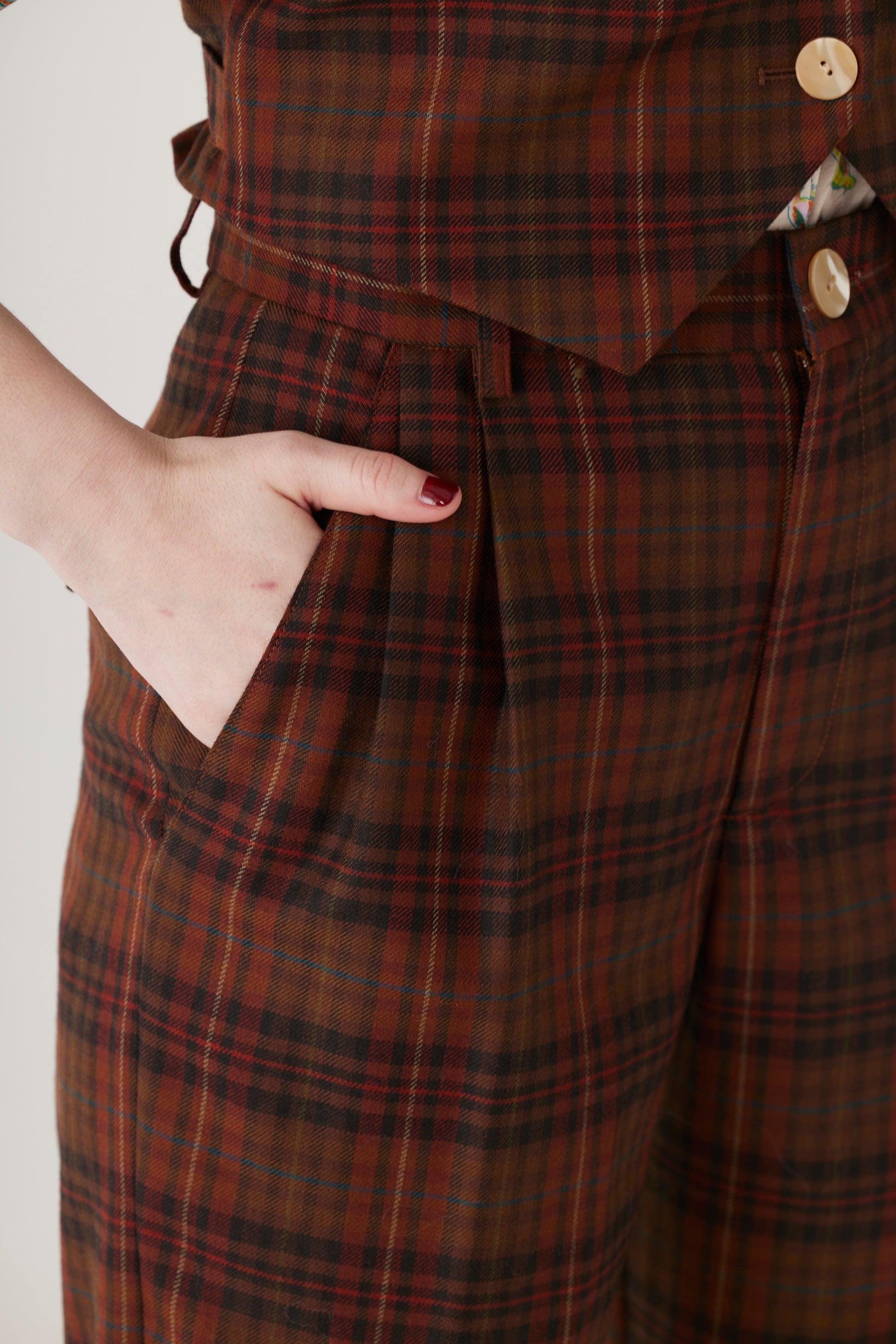 Sophia Trouser in Fireside Plaid Wool Pants CHRISTINE ALCALAY