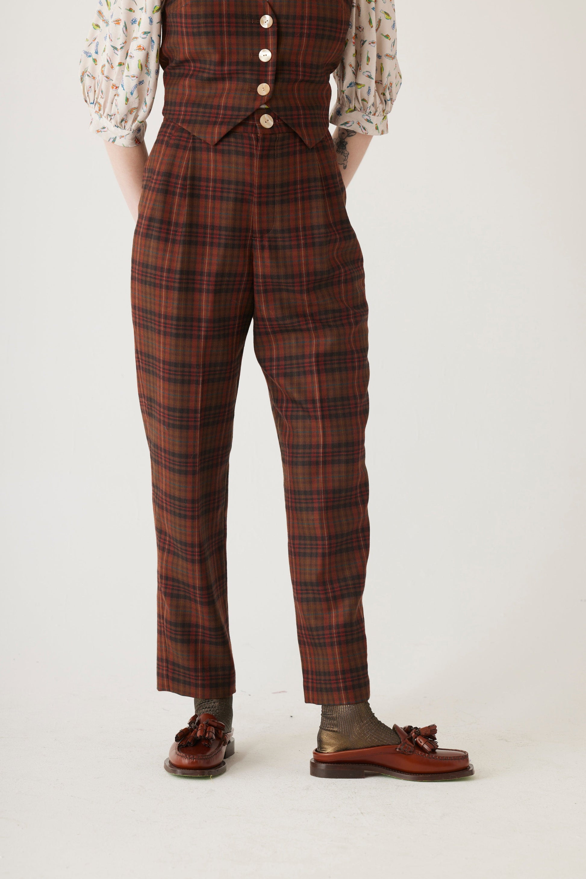 Sophia Trouser in Fireside Plaid Wool Pants CHRISTINE ALCALAY