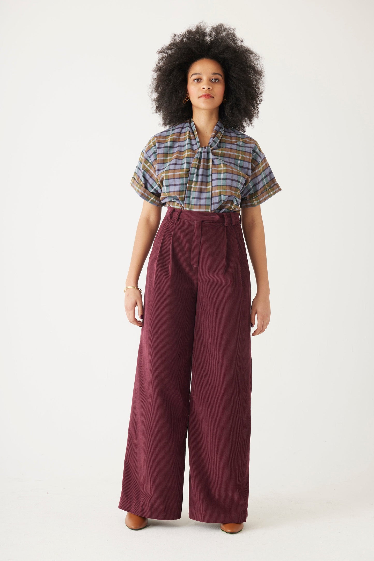 Amandine Pant in Fine Wale Corduroy Pants CHRISTINE ALCALAY Wine 0