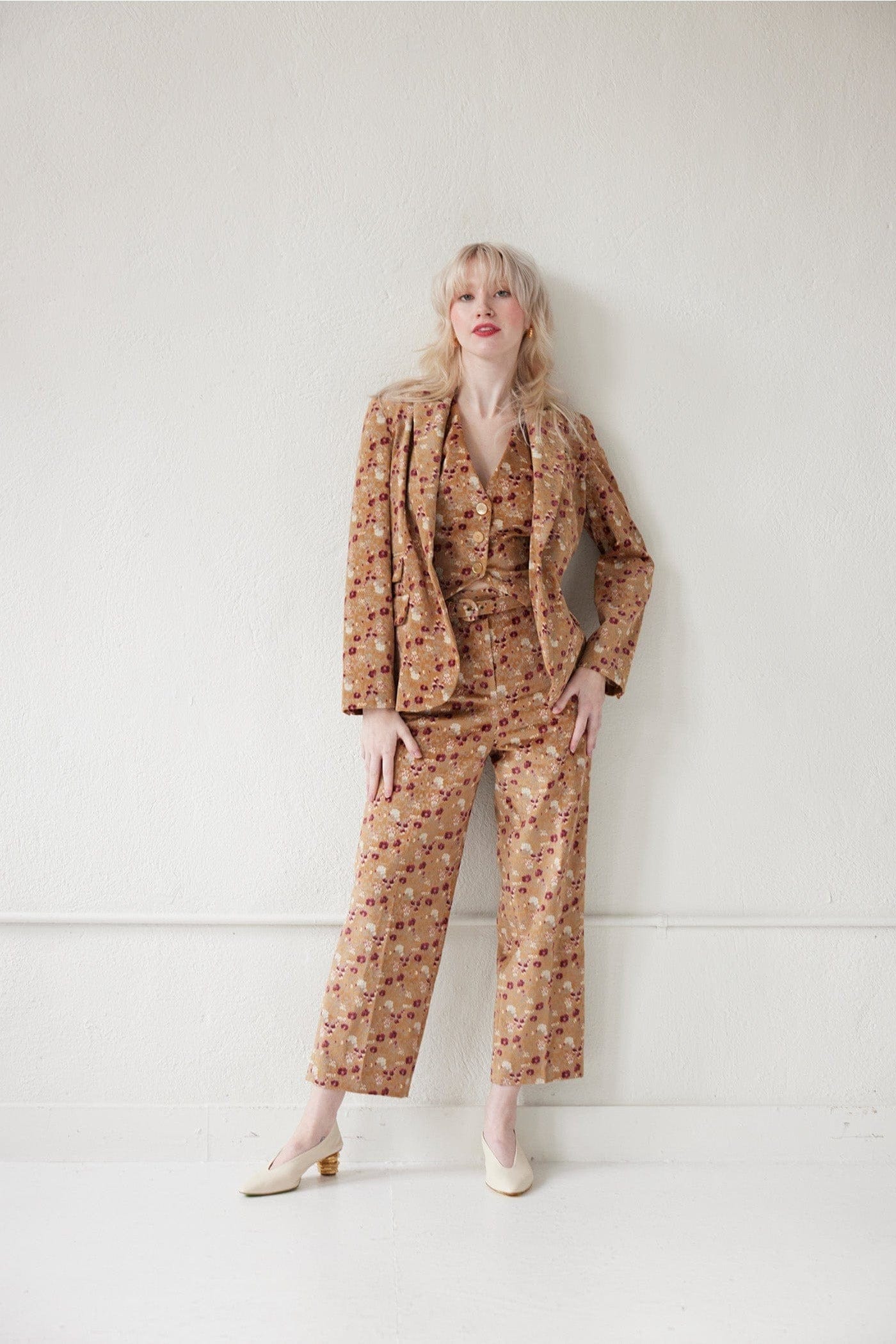 Piper Pant in in Italian Floral Velvet Pants CHRISTINE ALCALAY   