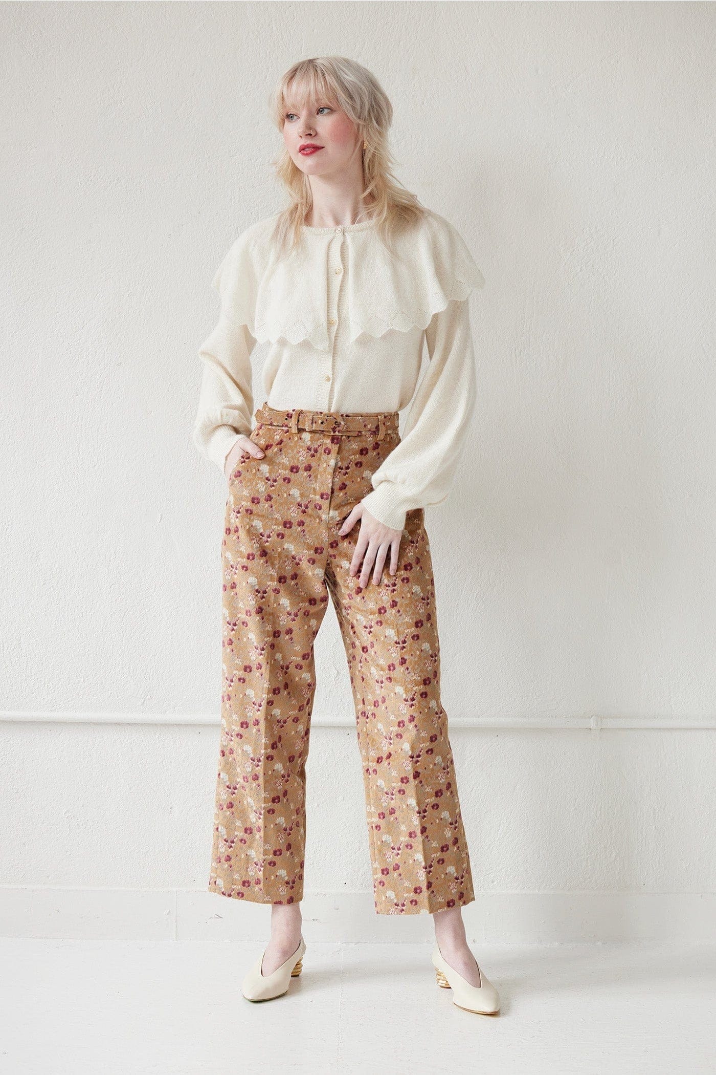 Piper Pant in in Italian Floral Velvet Pants CHRISTINE ALCALAY 0  