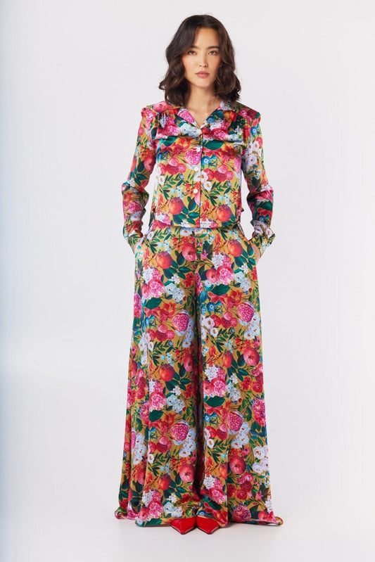 Angela Pants in Pom Floral Washed Silk Pants CHRISTINE ALCALAY Pom Floral 0