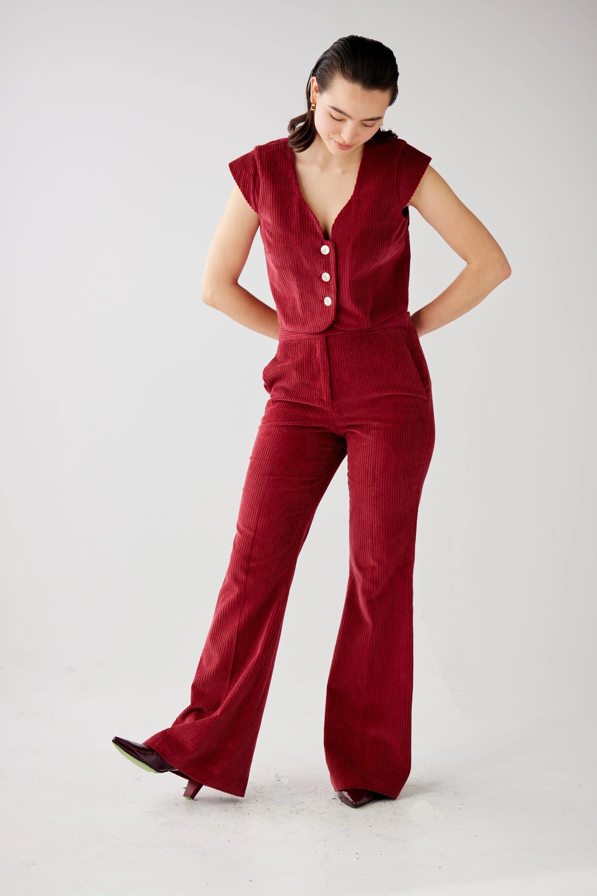 Sandy Trousers in Corduroy Pants CHRISTINE ALCALAY Dusted Rose 00