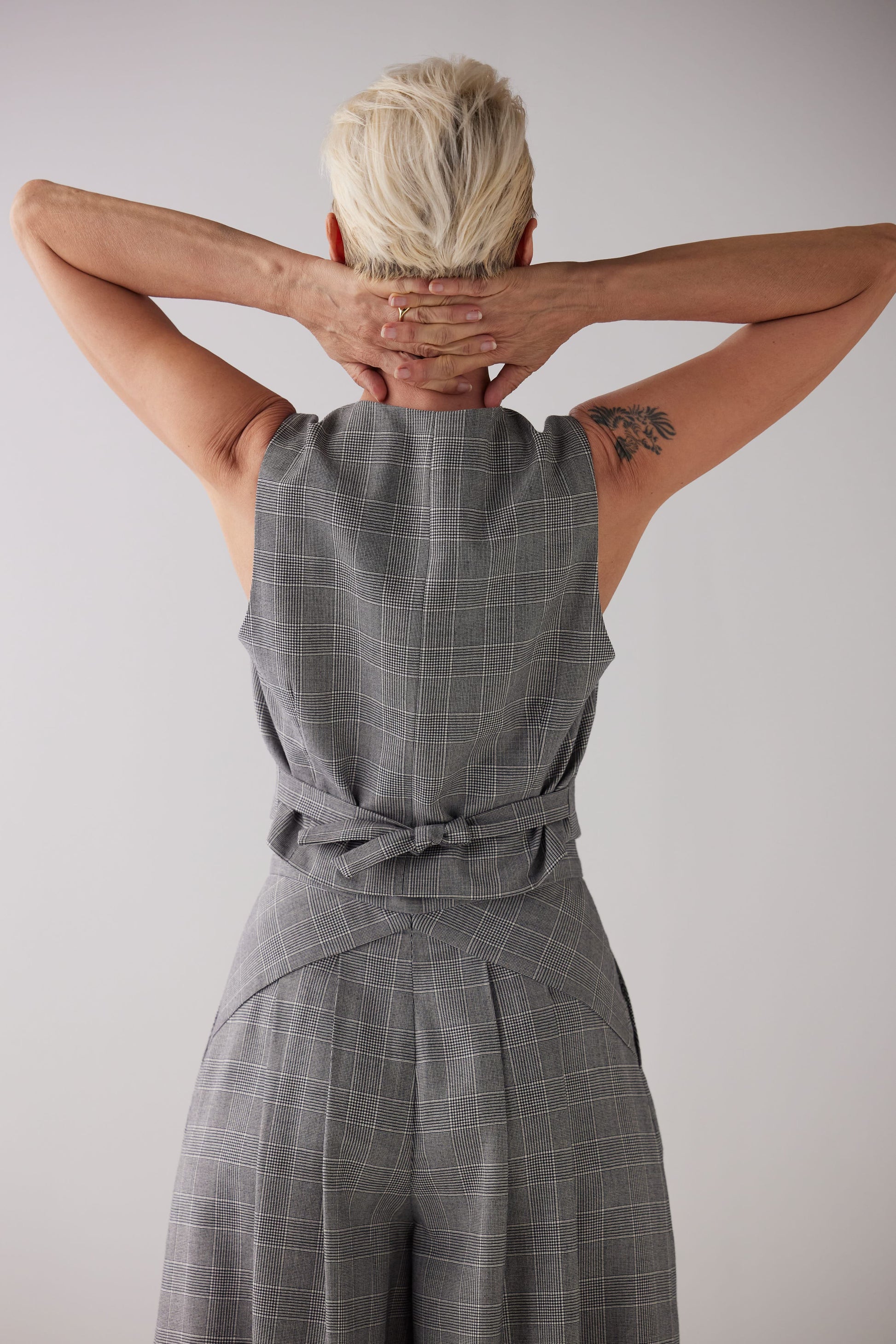 Katherine Pant in Black Plaid Tropical Wool Pants CHRISTINE ALCALAY