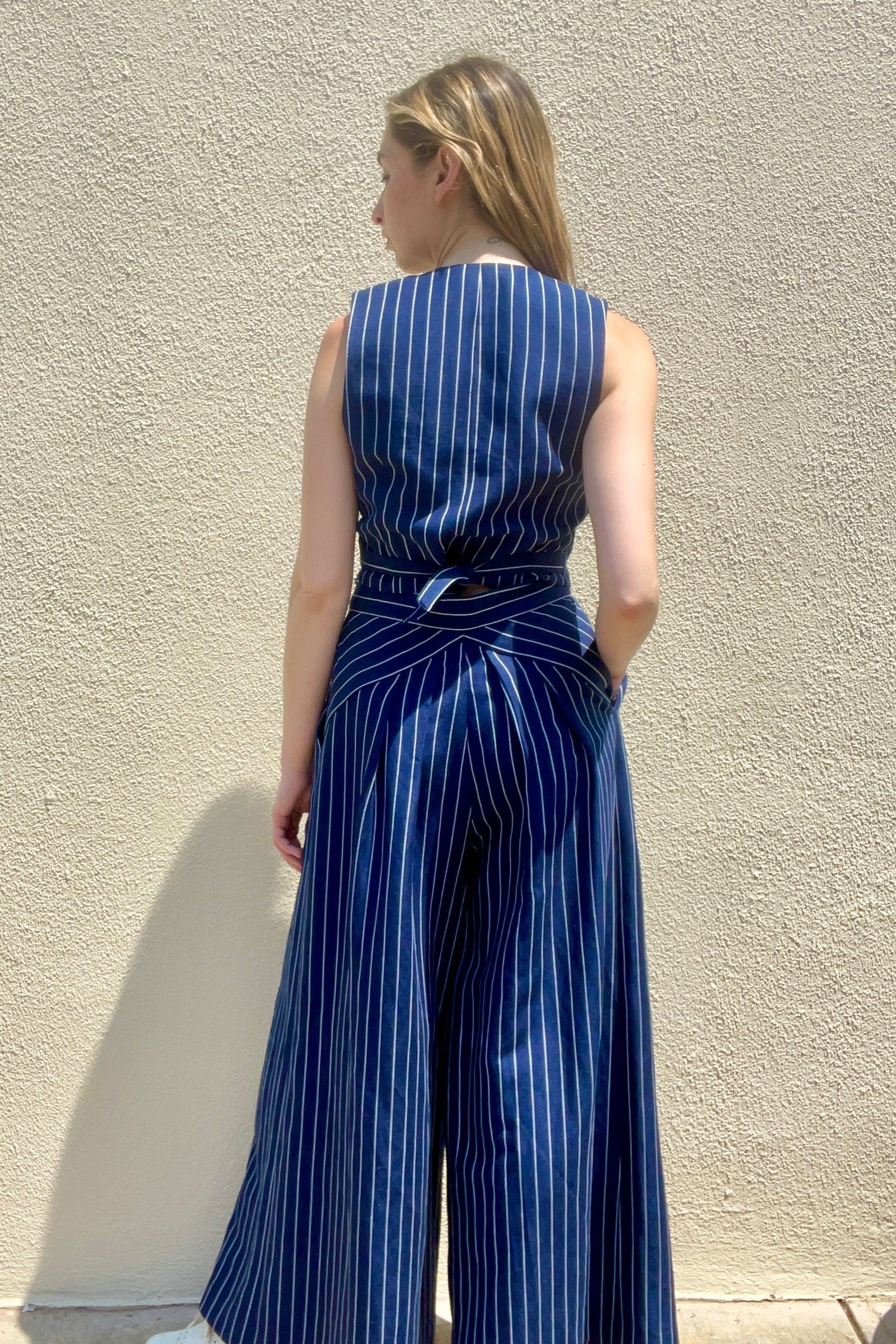 Katherine Wide Leg Pant in Midnight Stripe Pants CHRISTINE ALCALAY