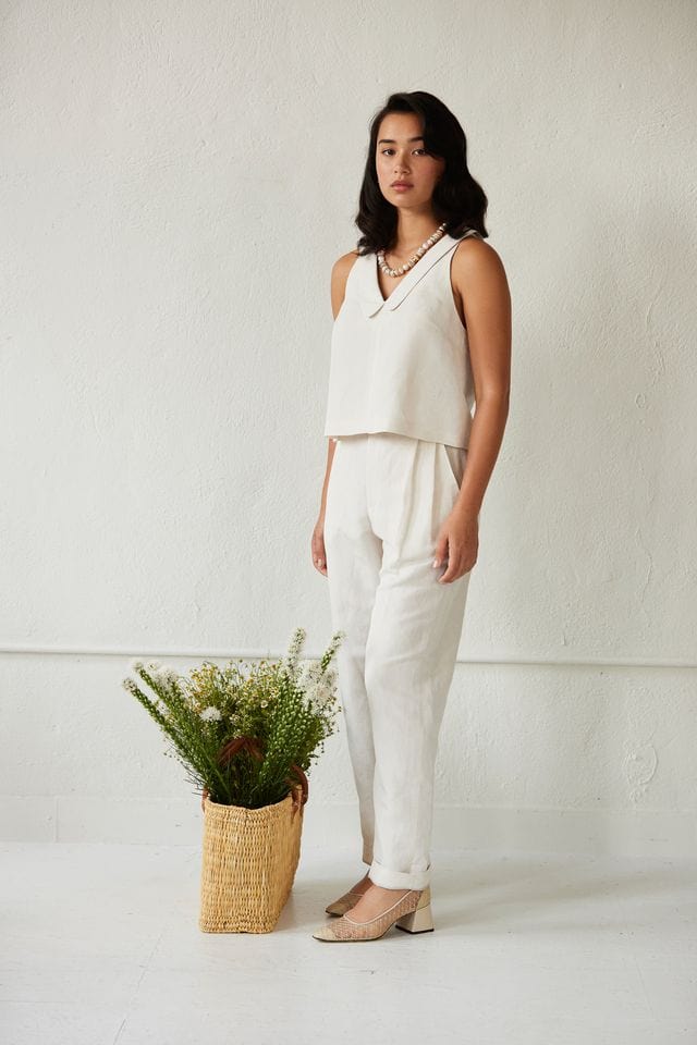 Sophia Pant in Linen Blend Pants CHRISTINE ALCALAY Oat 0 