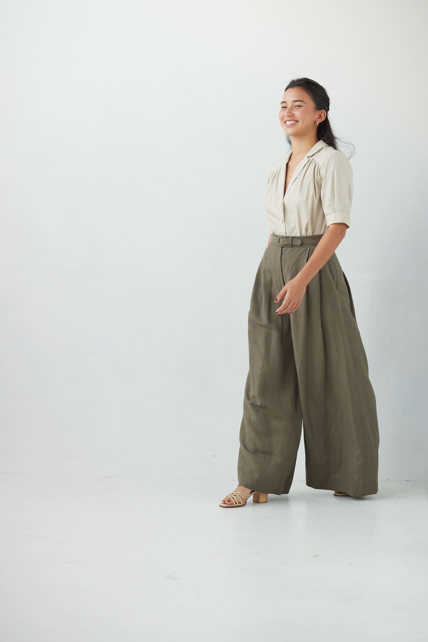 Katherine Pant in Linen Blend Pants CHRISTINE ALCALAY Olive 00 