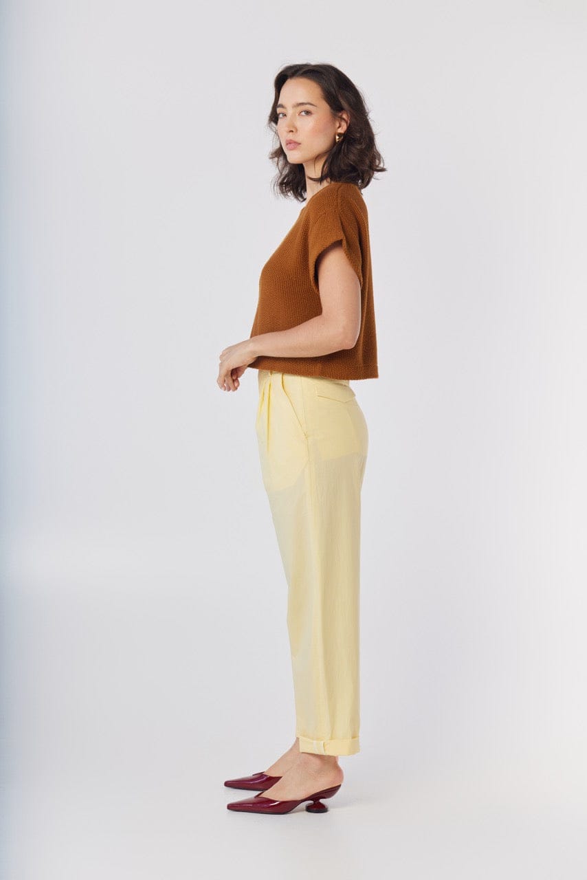 Patty Pant in Limoncello Yellow Cotton Pants CHRISTINE ALCALAY