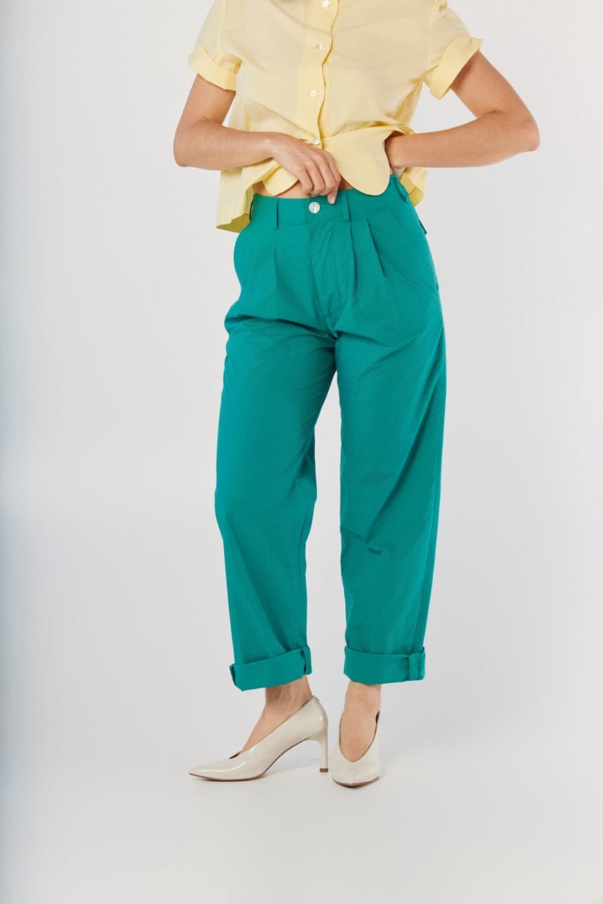 Patty Pant in Malachite Green Cotton Pants CHRISTINE ALCALAY