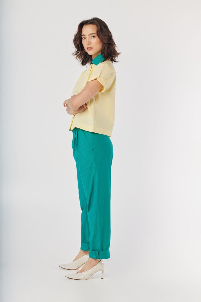 Patty Pant in Malachite Green Cotton Pants CHRISTINE ALCALAY