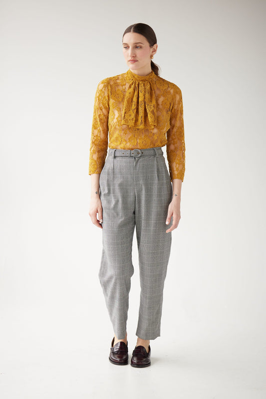 Sophia Pant in Black Plaid Tropical Wool Pants CHRISTINE ALCALAY