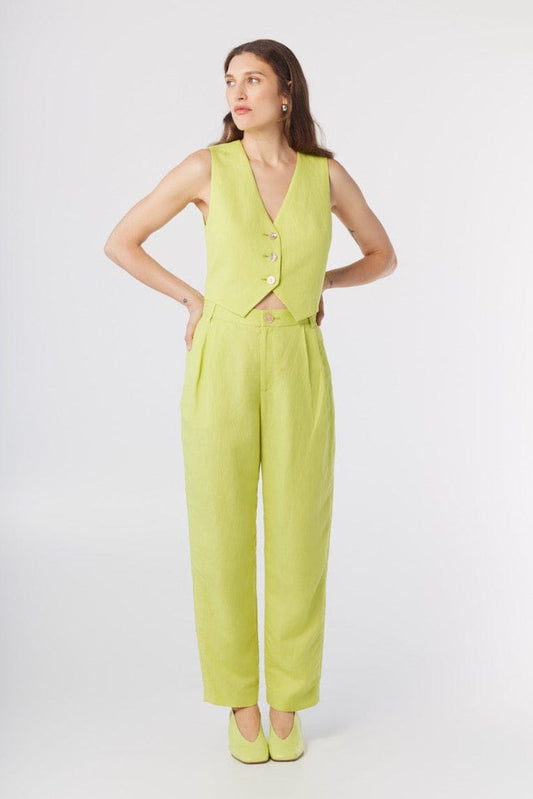 Sophia Pant in Lemongrass Linen Blend Pants CHRISTINE ALCALAY