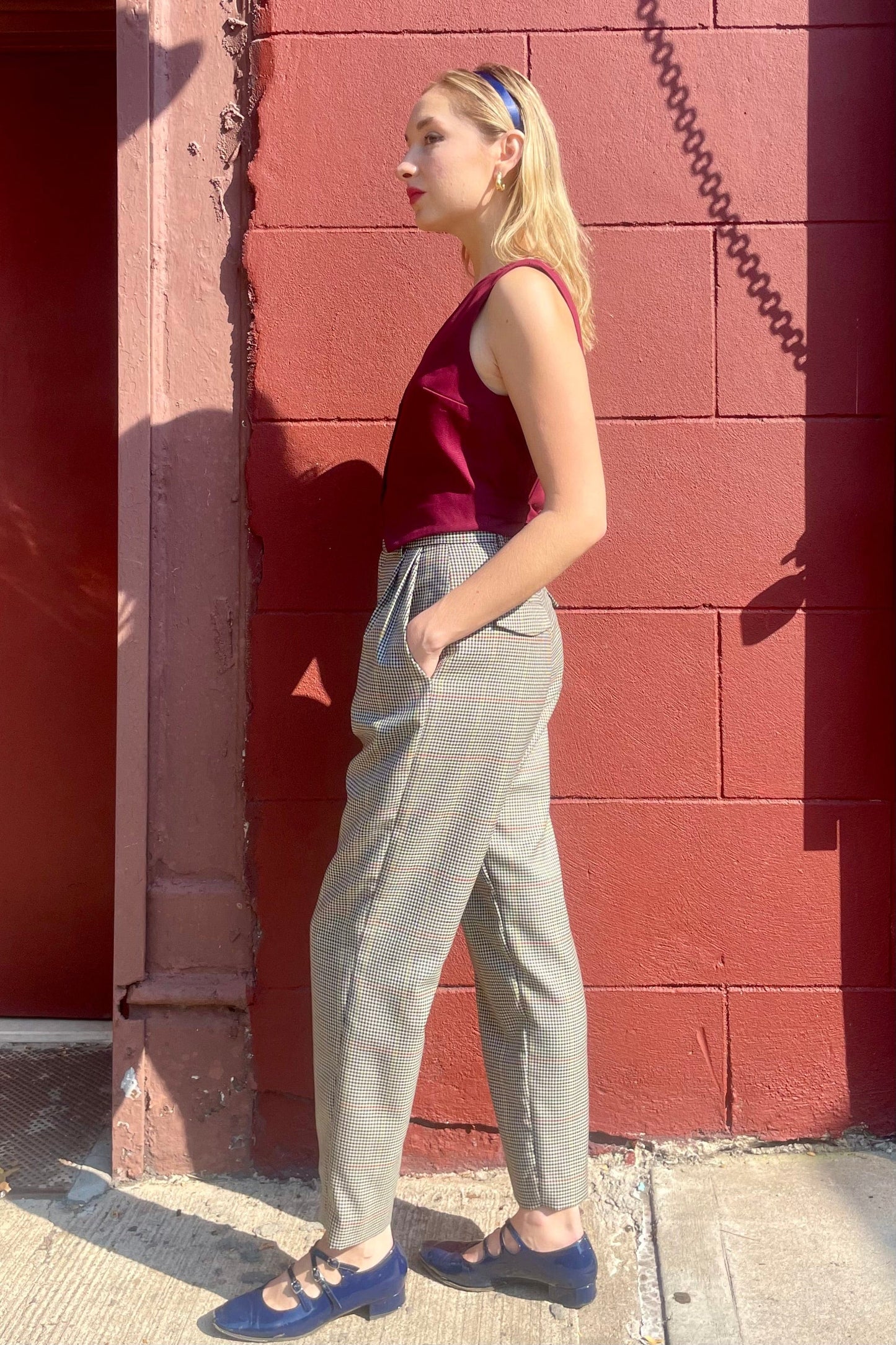 Sophia Trouser in Tropical Wool Plaid Pants CHRISTINE ALCALAY   