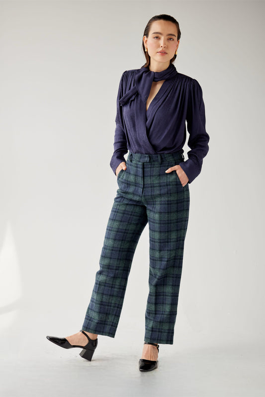 Piper Pant in Cotton Plaid Suiting Pants CHRISTINE ALCALAY