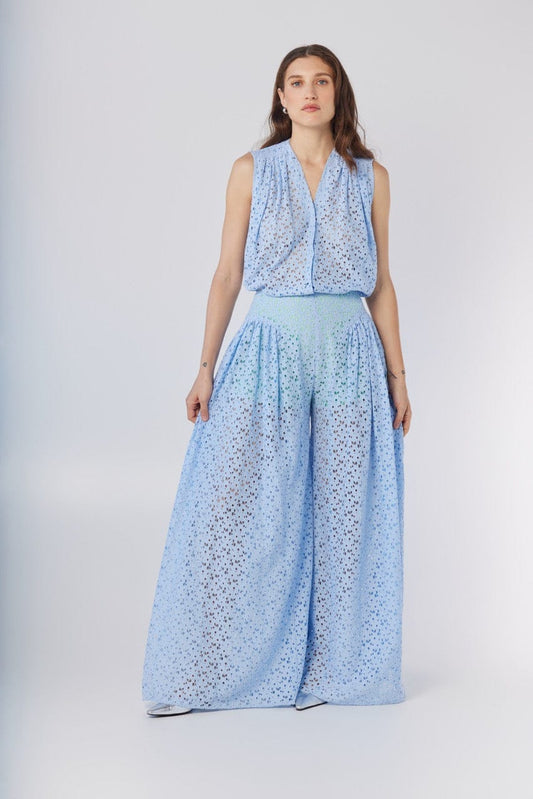 Victoria Pant in Bluebell Corded Lace Pants CHRISTINE ALCALAY